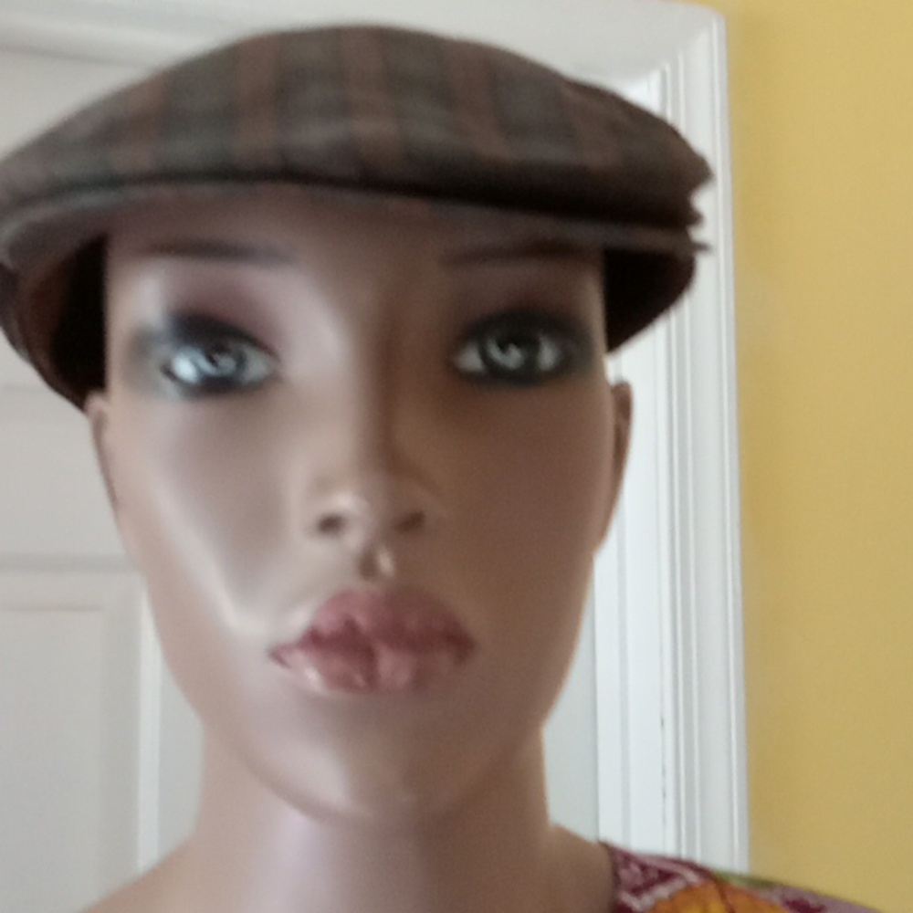 Vintage Harvard Sports Headwear snap front cotton plaid Small newsboy cap - Picture 2 of 7